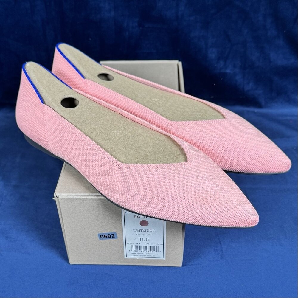 Rothys The Point Flats 11.5 Carnation Pointed Toe Knit Retired SlipOn *RESERVED*